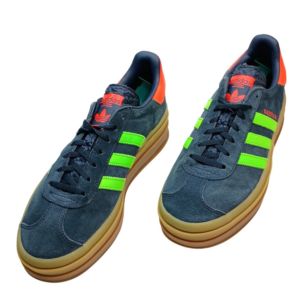 Adidas Gazelle Bold Aurora Ink/Solar Orange/Gum Platform Sneakers JH9667 Wms 9.5